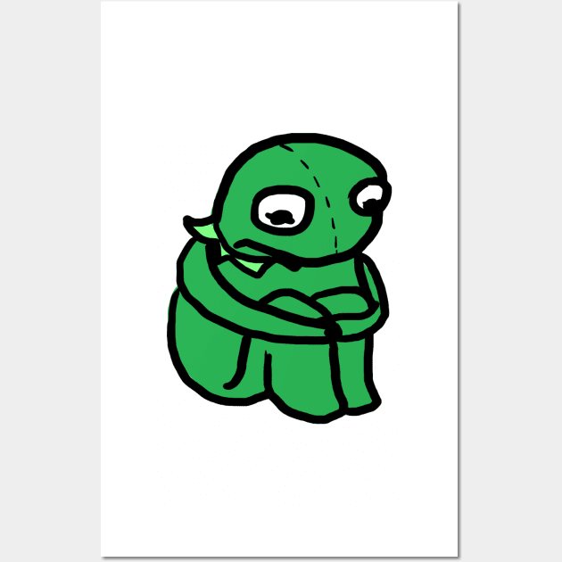 Kermit in Deep Thought Wall Art by MurderBeanArt